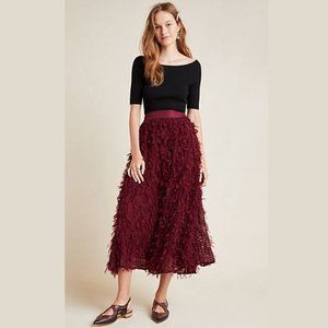 NWT Burgundy Seen Worn Kept (Anthropologie) Raphsody Textured Maxi Skirt - Sz 4